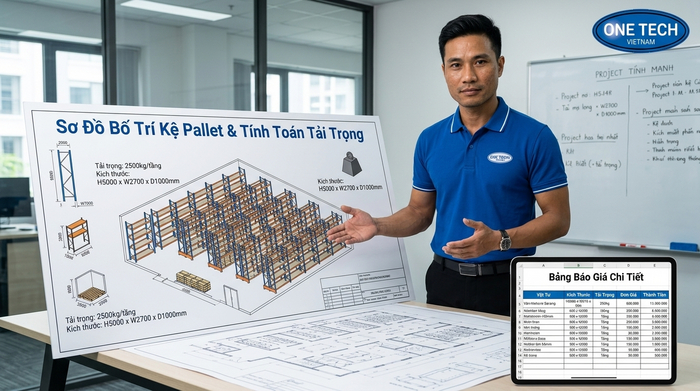 Báo giá kệ pallet Phú Thọ cần dựa trên bản vẽ tải trọng và mặt bằng kho