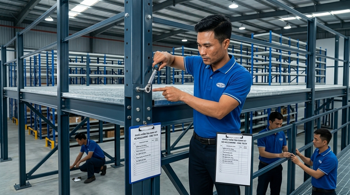 Bảo trì kệ sàn mezzanine định kỳ để đảm bảo an toàn sử dụng