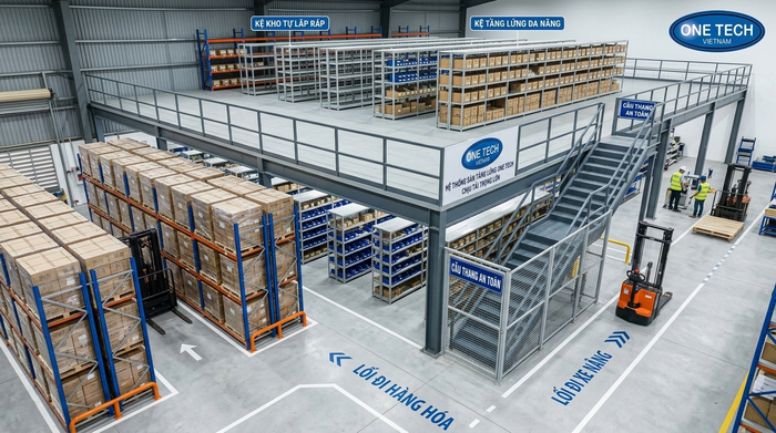 Bố trí kệ sàn mezzanine trong kho hàng theo luồng di chuyển