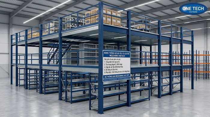 Chi phí kệ sàn mezzanine thép phụ thuộc diện tích tải trọng và vật liệu