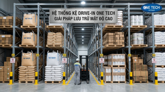 Kệ drive in Phú Thọ lưu trữ pallet hạt nhựa