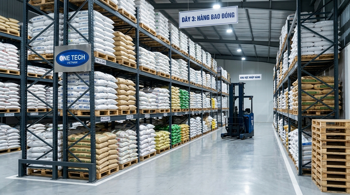 Kệ pallet Phú Thọ dùng cho kho nông sản bao bì và nguyên liệu đóng bao