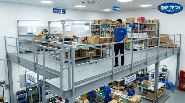 Kệ sàn mezzanine kết hợp khu đóng gói hàng hóa