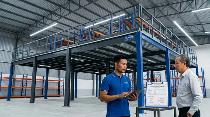 Nghiệm thu kệ sàn mezzanine sau khi lắp đặt hoàn thiện
