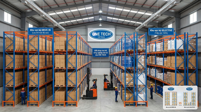 So sánh kệ drive in Phú Thọ và kệ Selective trong kho pallet