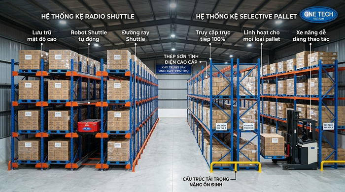 So sánh kệ Radio Shuttle Phú Thọ với kệ pallet thông thường