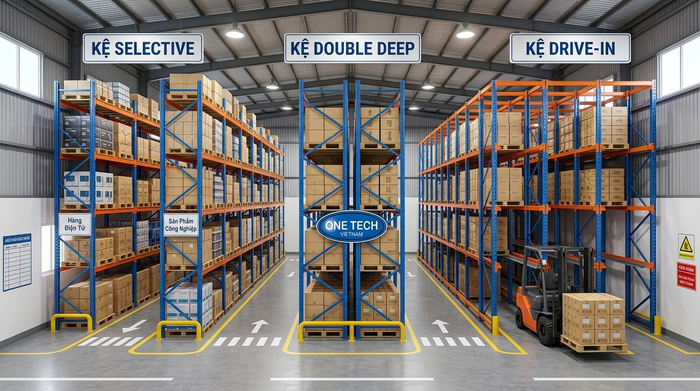 So sánh kệ Selective Drive In và Double Deep cho kho pallet tại Phú Thọ