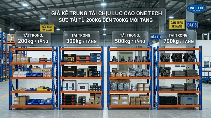 So sánh tải trọng kệ trung tải Phú Thọ 200kg 300kg 500kg 700kg mỗi tầng