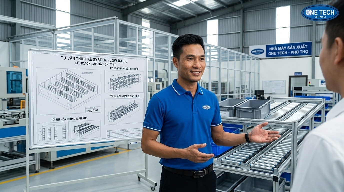 Tư vấn thiết kế và lắp đặt Kệ Flow racks Phú Thọ bởi Kệ kho hàng Phú Thọ OneTech