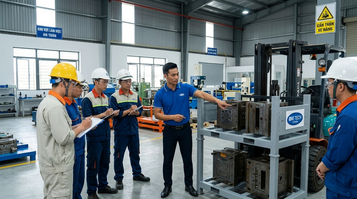 Bàn giao và đào tạo quy trình sử dụng kệ khuôn an toàn