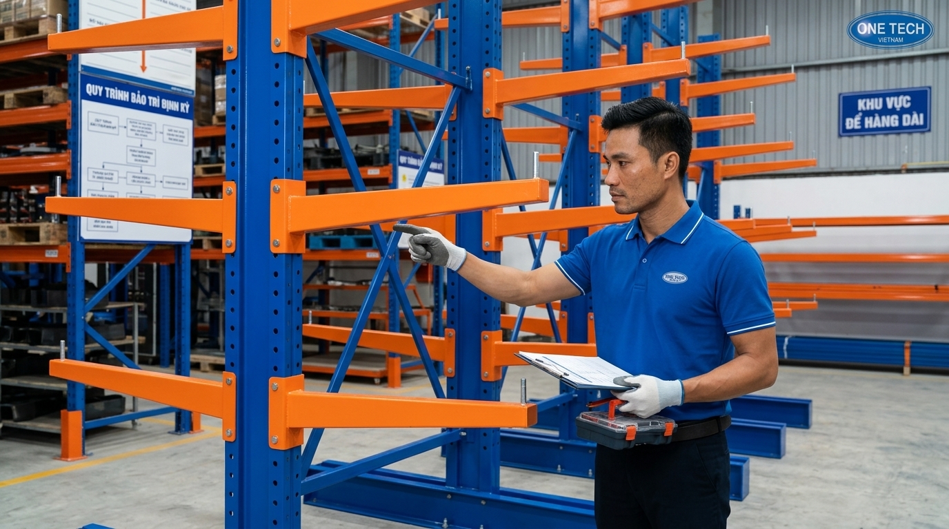 Bảo trì kệ tay đỡ thép công nghiệp tại kho hàng Phú Thọ