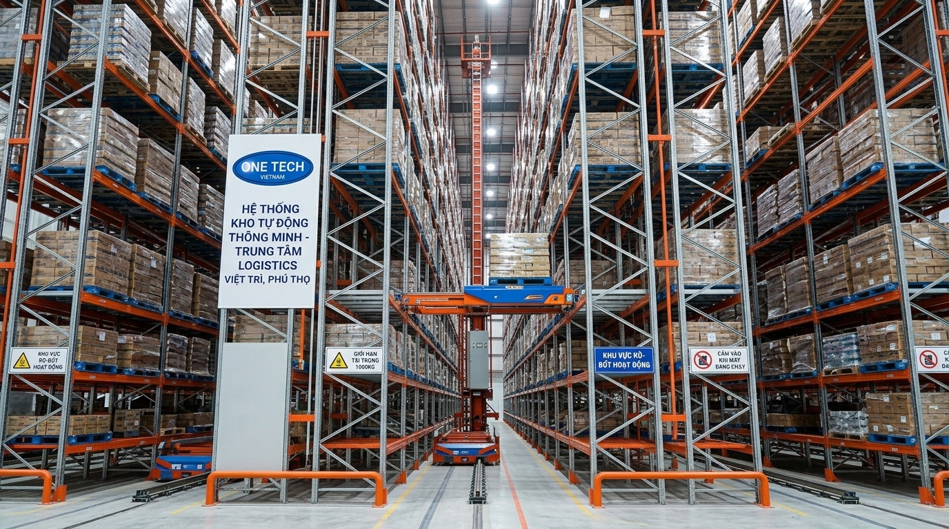 Minh họa kệ kho ASRS Việt Trì Phú Thọ trong kho cao tầng