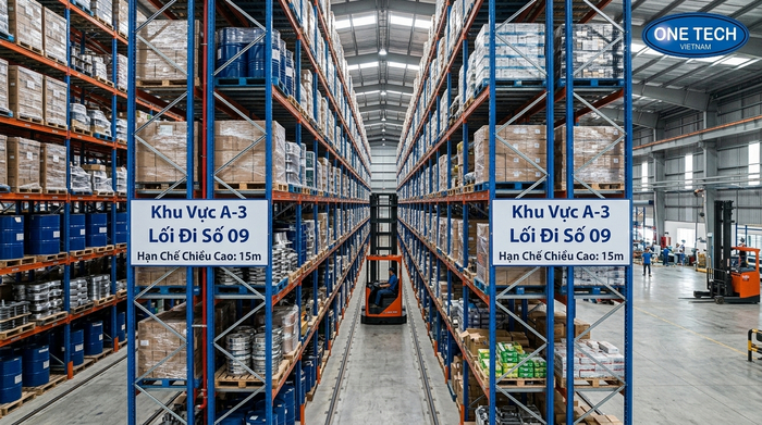Hệ thống kệ Narrow Aisle tối ưu mật độ lưu trữ tại KCN Phú Hà