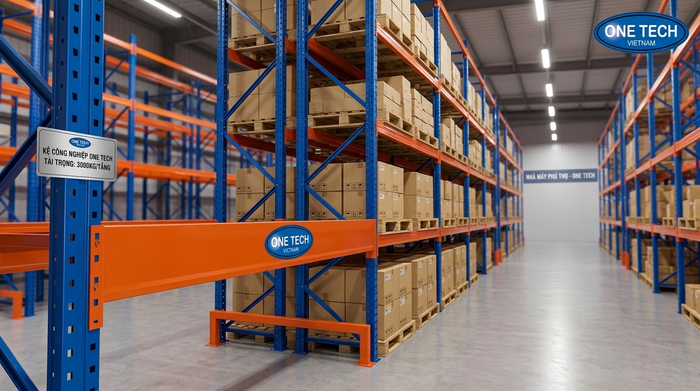 Kho bãi sử dụng kệ sắt công nghiệp tải nặng Phú Thọ hiện đại