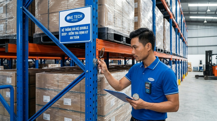 Kiểm tra an toàn hệ thống kệ Double Deep Phú Thọ sau lắp đặt