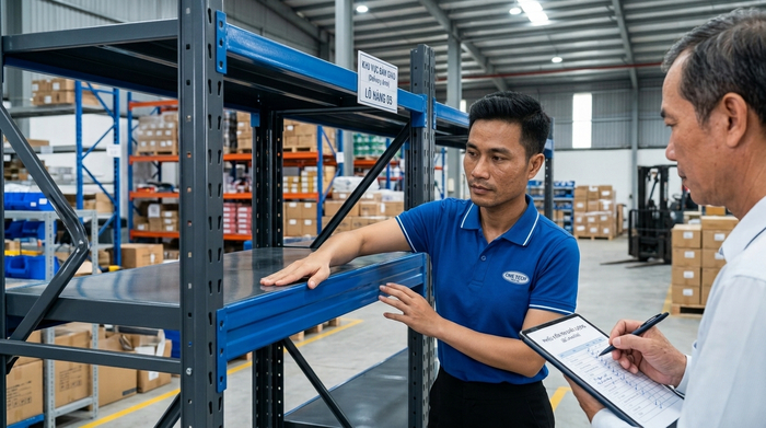 Kiểm tra chất lượng kệ kho thông minh Phú Thọ trước khi bàn giao