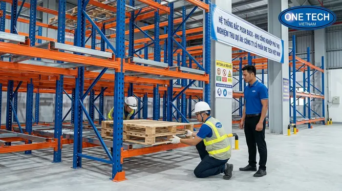 Lắp đặt và nghiệm thu hệ kệ push back tại kho hàng Phú Thọ