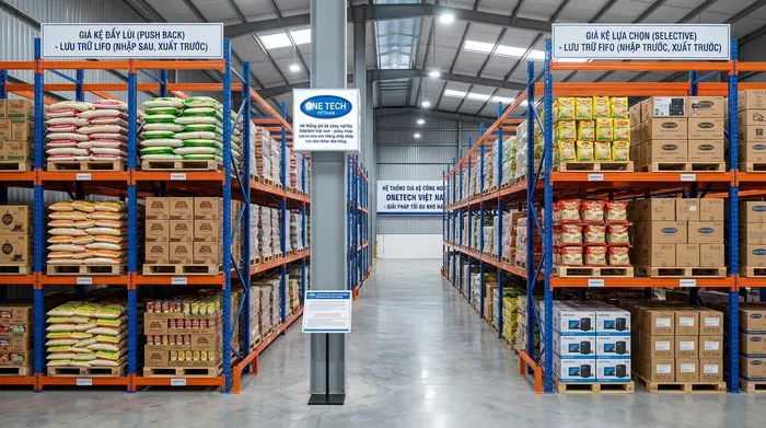 So sánh kệ push back với kệ selective trong kho pallet