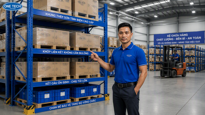 Cấu tạo kệ xếp chồng Phú Thọ Cấu tạo kệ xếp chồng gồm khung thép chân trụ và mặt đỡ hàng