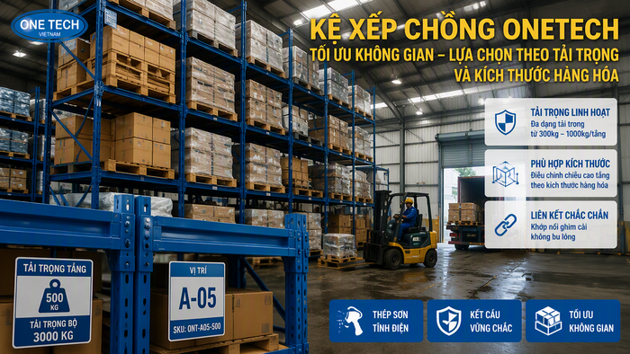 Cách chọn kệ xếp chồng theo hàng hóa Chọn kệ xếp chồng theo tải trọng và kích thước hàng hóa