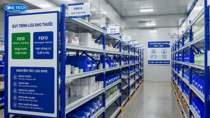 Kệ kho dược phẩm Phú Thọ giúp sắp xếp thuốc và vật tư y tế ngăn nắp