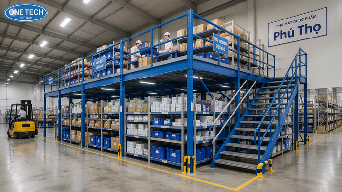 Kệ sàn lửng Mezzanine giúp tăng diện tích kho dược phẩm tại Phú Thọ