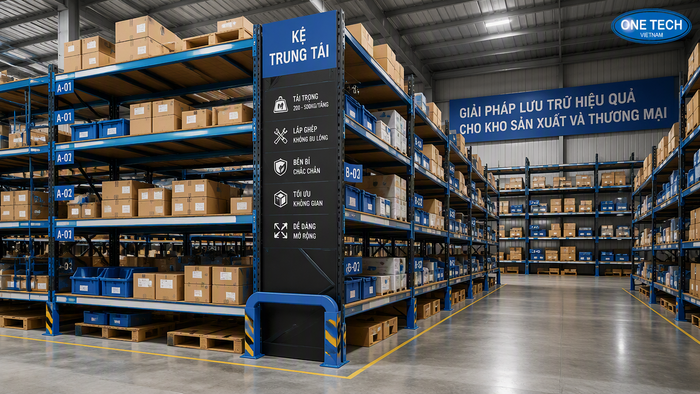 Kệ trung tải Phú Thọ cho hàng carton và vật tư Kệ trung tải Phú Thọ dùng cho kho sản xuất và kho thương mại