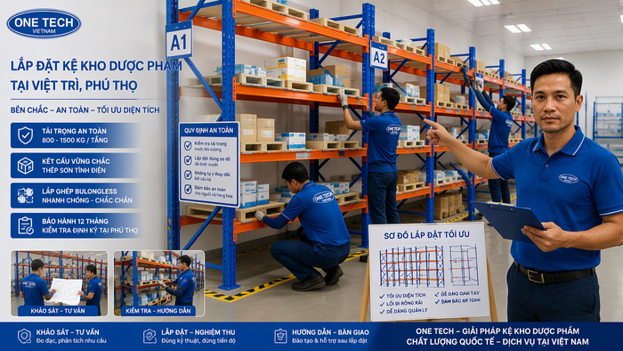 Lắp đặt kệ kho dược phẩm tại Việt Trì Phú Thọ theo bản vẽ tối ưu