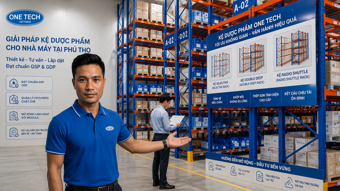 OneTech tư vấn thiết kế và lắp đặt kệ kho dược phẩm Phú Thọ