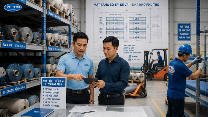 Quy trình lắp đặt kệ kho vải tại Phú Thọ