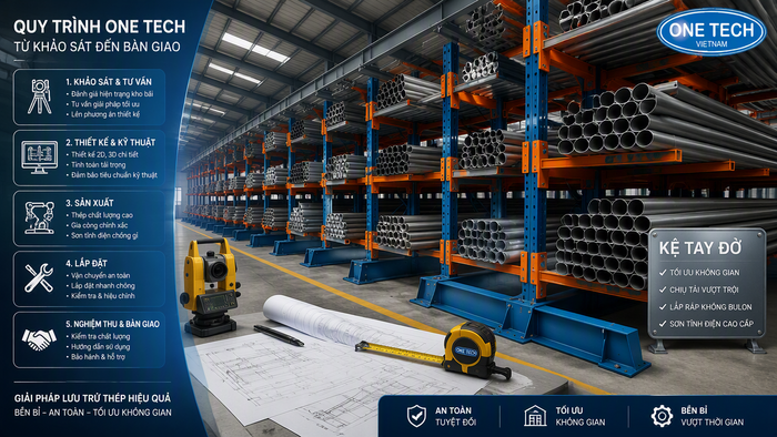 Quy trình sản xuất kệ để ống thép Quy trình sản xuất kệ để ống thép từ khảo sát đến bàn giao