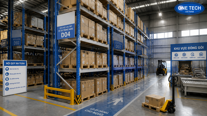 Thiết bị nhà kho đi kèm hệ thống kệ logistics